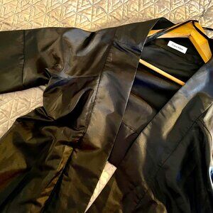 Calvin Klein Fancy Draping Dressy Black Satin Boa Scarf Shawl Sleeves Unique